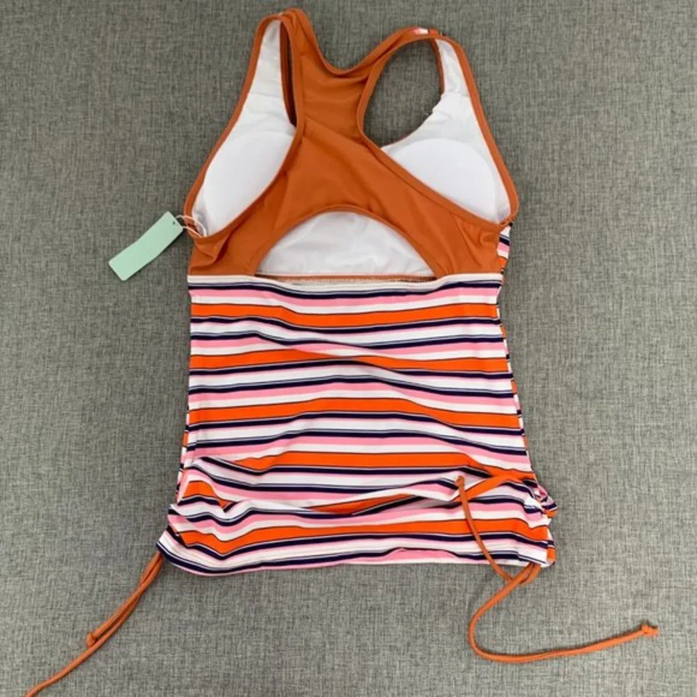 Brand New! Tempotrek Striped Tankini Removable Pads Racerback Swimwear‎ Small